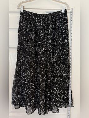 Black and White Polka Dot Broomstick (Tiny Pleats) Midi Skirt